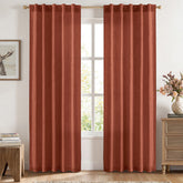 MIULEE Faux Linen Farmhouse Curtains Rod Pocket Burnt Orange 42Wx84L